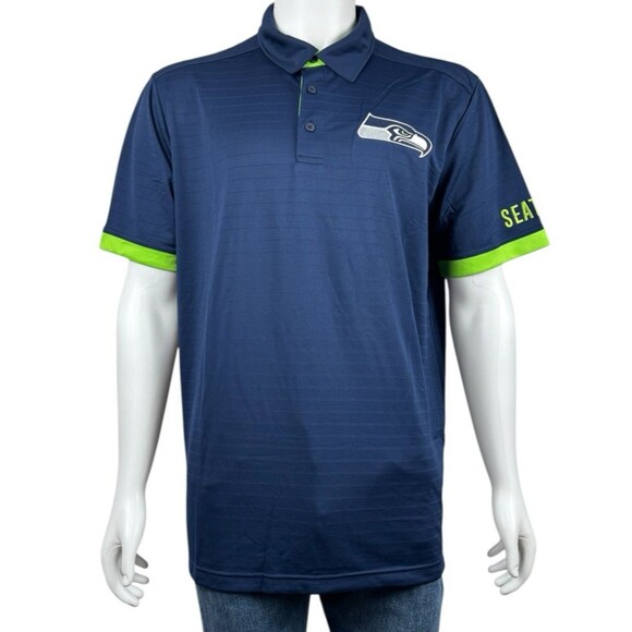 Seattle Seahawks Mens X-Large Pullover Blue Polo Golf Shirt NFL Team Apparel New - Picture 4 of 9